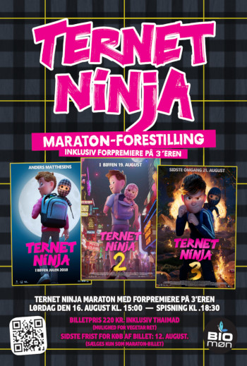 Ternet Ninja maraton-forestilling i Bio Møn_poster