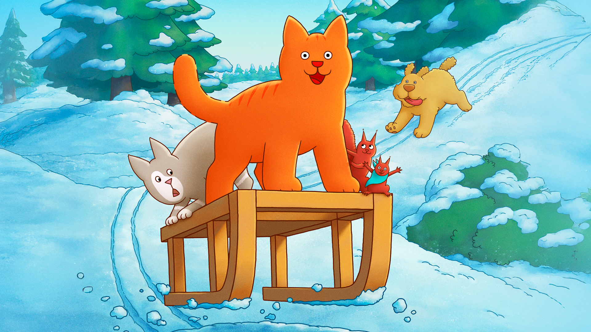 Katten Svante på Kælketur - Med dansk tale_slide_poster